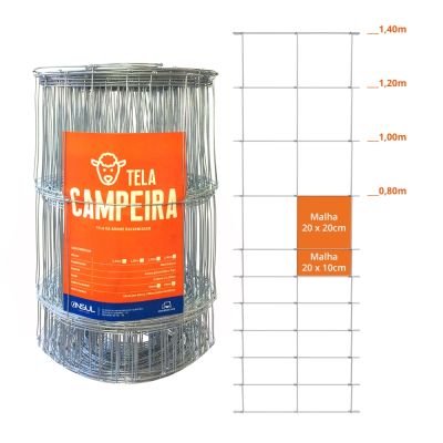 Tela Campeira Galvanizada Fio 2,30 e 2,10mm (campestre) - Rolo 50m